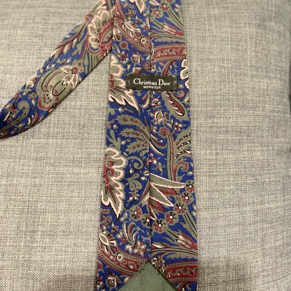 Vintage Christian Dior Monsieur Tie Purple And Floral Like Pattern - Picture 1 of 8
